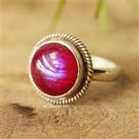 Pink Moonstone Ring - Rainbow moonstone ring - silver ring