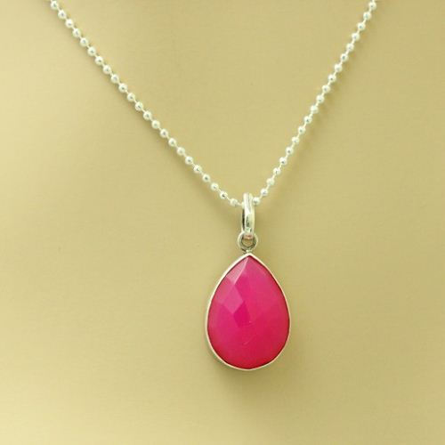 Pink Pendant, Chalcedony Pendant, Drop Pendant, Artisan silver pendant