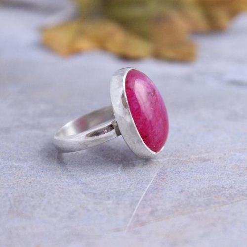Pink rainbow moonstone ring, Cabochon pink moonstone silver ring