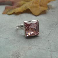 Pink princess cut crystal ring, Pink crystal Ring, Pink ring,Size 7 other sizes also available