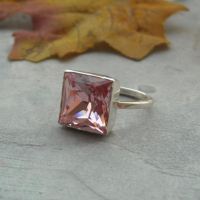 Pink princess cut crystal ring, Pink crystal Ring, Pink ring,Size 5 other sizes also available