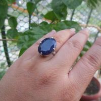 Precious blue sapphire silver ring, September birthstone gift ideas