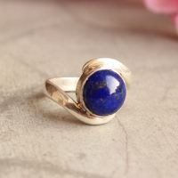 Promise ring, Lapis Lazuli ring, Blue ring, Artisan Silver ring