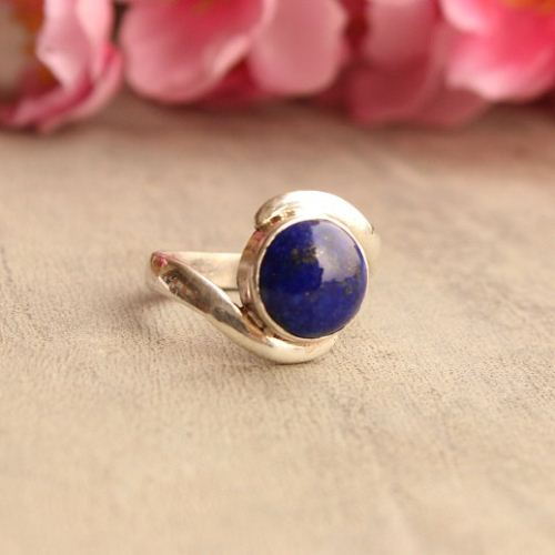 Promise ring - Lapis Lazuli ring - Blue ring - Artisan Silver ring