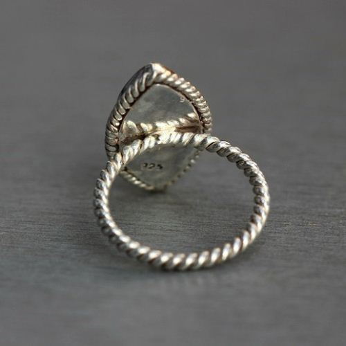 Buy Rainbow Moonstone Ring, Ethnic Statement artisan silver ring, Gift