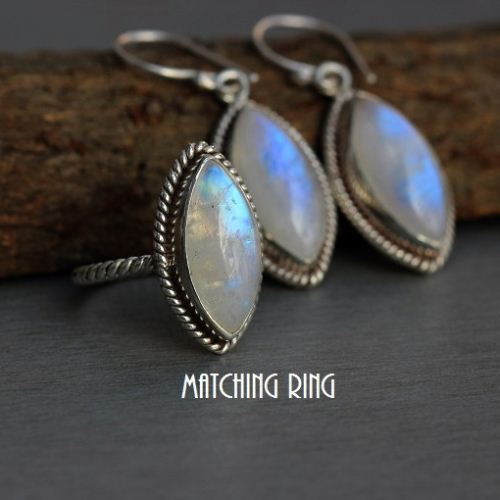 Rainbow Moonstone Ring, Ethnic Statement artisan silver ring, Gift