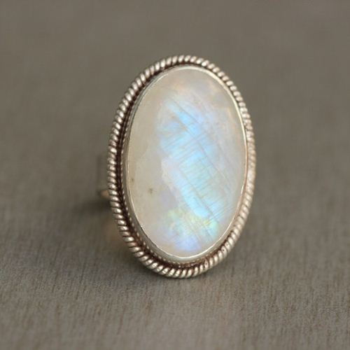 Buy Rainbow Moonstone Ring, Ethnic statement sterling silver ring