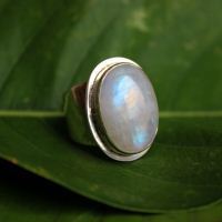 Rainbow moonstone ring, Oval gemstone silver ring, Artisan ring