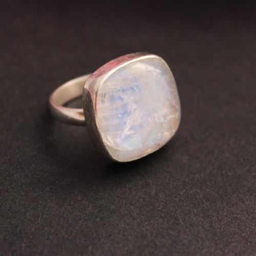 Rainbow Moonstone Ring, Moonstone sterling silver ring