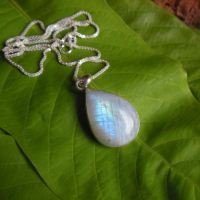 Rainbow Moonstone pendant necklace, Tear drop silver pendant