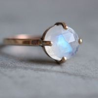 Rainbow moonstone Ring, 18k gold Moonstone ring, Gift for her
