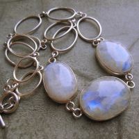 Rainbow moonstone statement necklace, Artisan silver jewelry