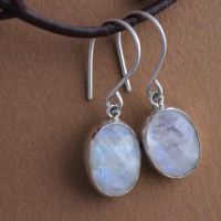 Rainbow moonstone earrings, Sterling silver dangle earrings