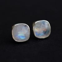 Rainbow moonstone earrings, Stud earrings, Moonstone silver studs