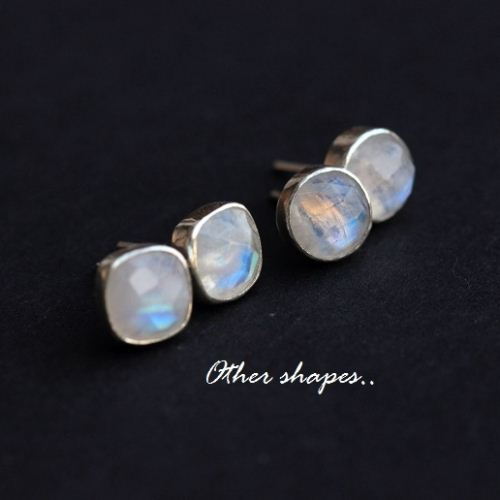Rainbow moonstone earrings, Stud earrings, Moonstone silver studs