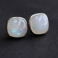 Rainbow moonstone earrings, Stud earrings, Moonstone silver studs