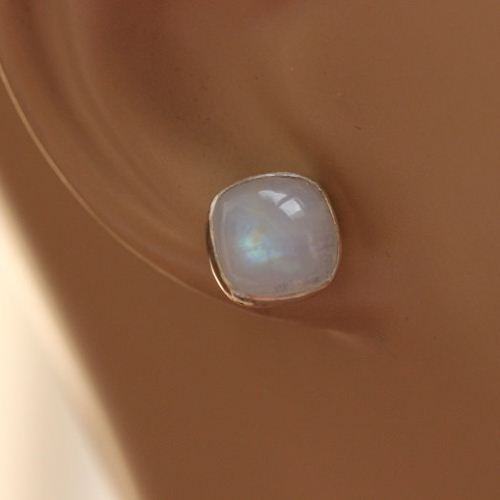 Rainbow moonstone earrings, Stud earrings, Moonstone silver studs