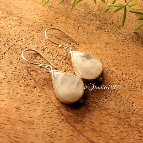 Rainbow moonstone earrings sterling silver earrings handmade
