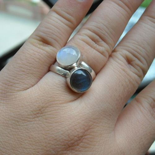 Rainbow moonstone ring, Sterling silver moonstone wedding ring