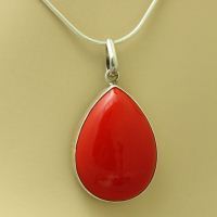 Red Coral Pendant, Coral silver Jewelry, Coral pendant necklace