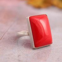 Red Coral Ring, Valentine red ring, Artisan red coral silver ring