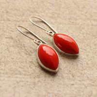 Red Coral earrings, Sterling silver gemstone earrings, Artisan jewelry