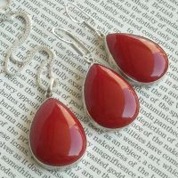 Red Coral set, Coral Jewelry, Silver pendant earrings set