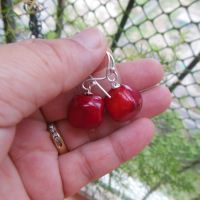 Red bamboo Coral handmade sterling silver earrings