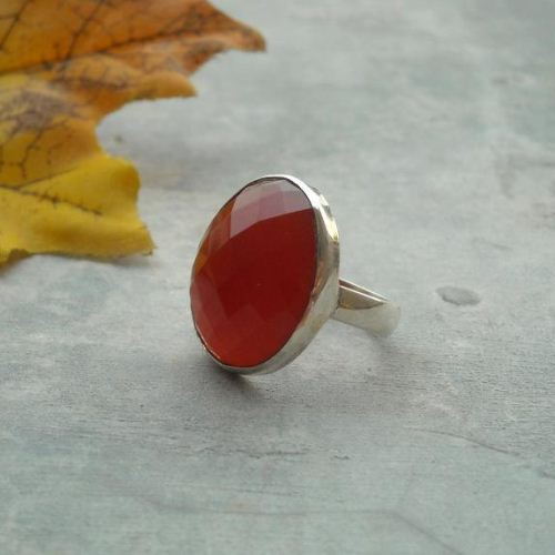 Buy Red carnelian ring, Round carnelian silver ring, Cocktail jewelry ...
