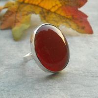 Red cocktail ring, Sterling silver oval carnelian ring jewelry