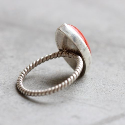 Red coral Ring, Artisan ring, Gemstone sterling silver ring