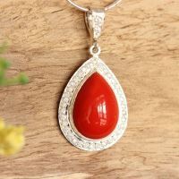 Red coral pendant, Artisan pendant, sterling silver pendant, gifts