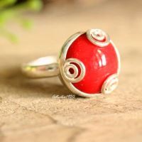 Red coral sterling silver ring, Handmade gemstone jewelry, Gift ideas