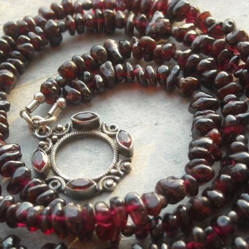 Red garnet necklace, beaded necklace, handmade necklace, January birthstone necklace