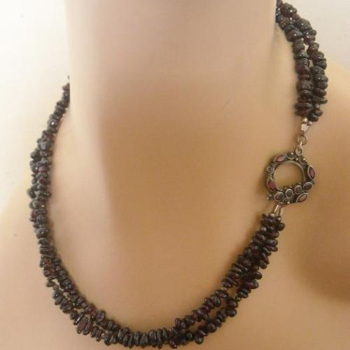 Red garnet necklace, beaded necklace, handmade necklace, January birthstone necklace