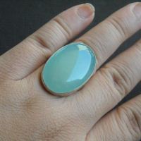 Reserved gemstone size upgrade for Carrie sea foam chalcedony sterling silver ring
