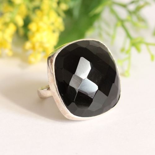 Rock star ring, Black onyx silver ring, Bold Black statement ring