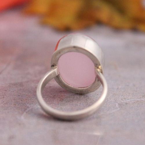 Rose quartz ring, Pink ring, 925 silver ring, Artisan ring