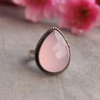 Rose quartz ring, Pink ring, Sterling silver gemstone ring