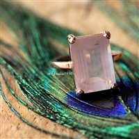Rose quartz ring, rose gold 18K engagement ring