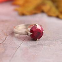 Ruby engagement ring, Natural ruby gemstone silver precious ring