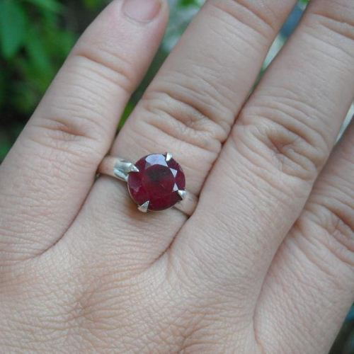 Ruby engagement ring, Natural ruby gemstone silver precious ring