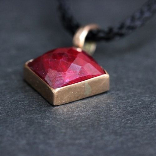Ruby pendant, 14k gold Ruby pendant, Artisan gemstone pendant