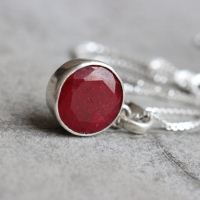 Ruby pendant, Red pendant, Silver Gemstone Pendant, July stone