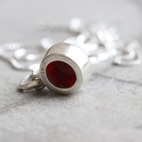 Ruby pendant, Red pendant, Silver Gemstone Pendant, July stone