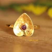 Ruby ring 18k gold handmade heart gemstone ring