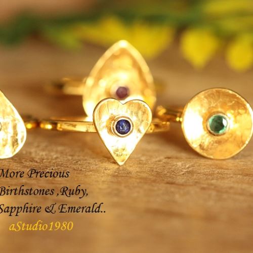 Ruby ring 18k gold handmade heart gemstone ring