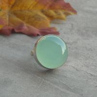 Seafoam chalcedony ring, Sea green chalcedony ring in Sterling silver
