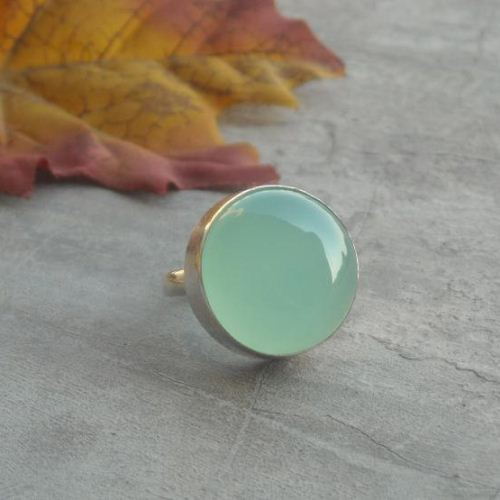 Seafoam chalcedony ring, Sea green chalcedony ring in Sterling silver