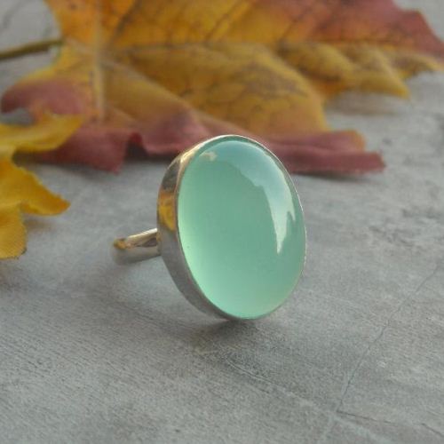 Oval Green Chalcedony Ring – Aude Jewelers